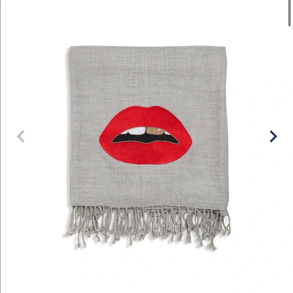 Jonathon Adler Lips Embellished Throw Blanket